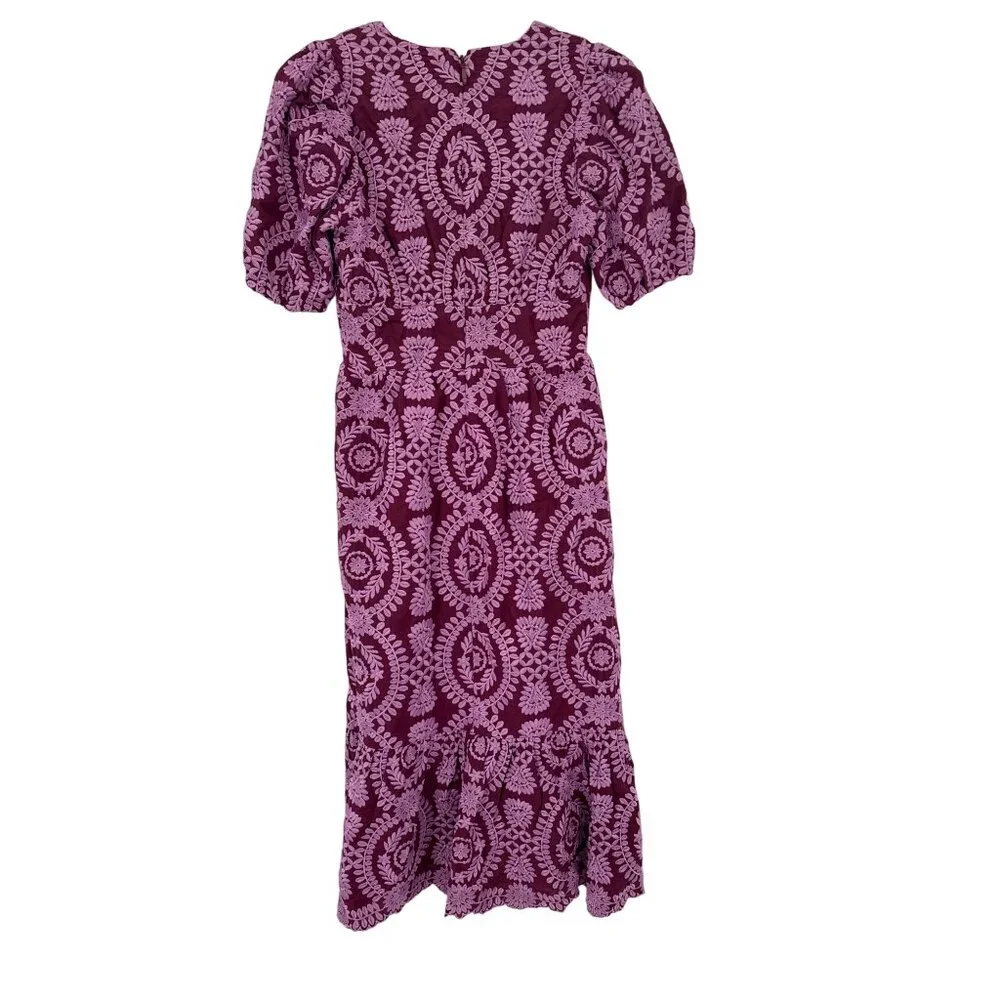 Adelyn Rae Womens Embroidered Midi Dres Burgundy Pink size small new - Picture 4 of 5